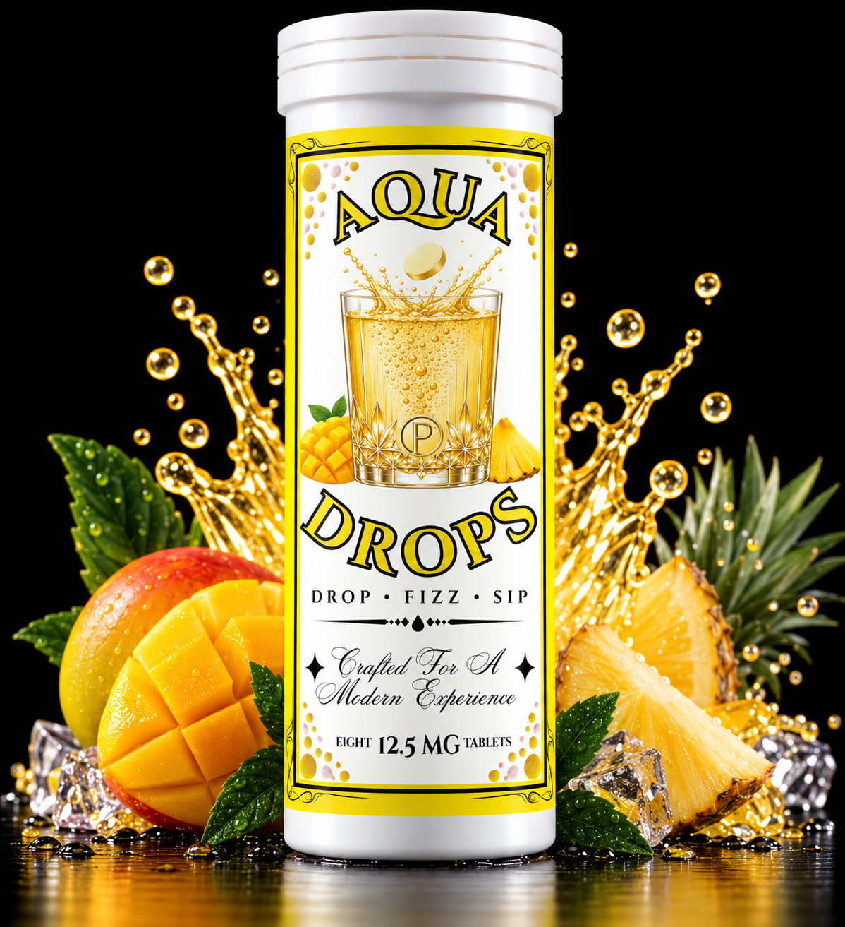 Primm Aqua Drops Mango Pineapple tube with mango and pineapple