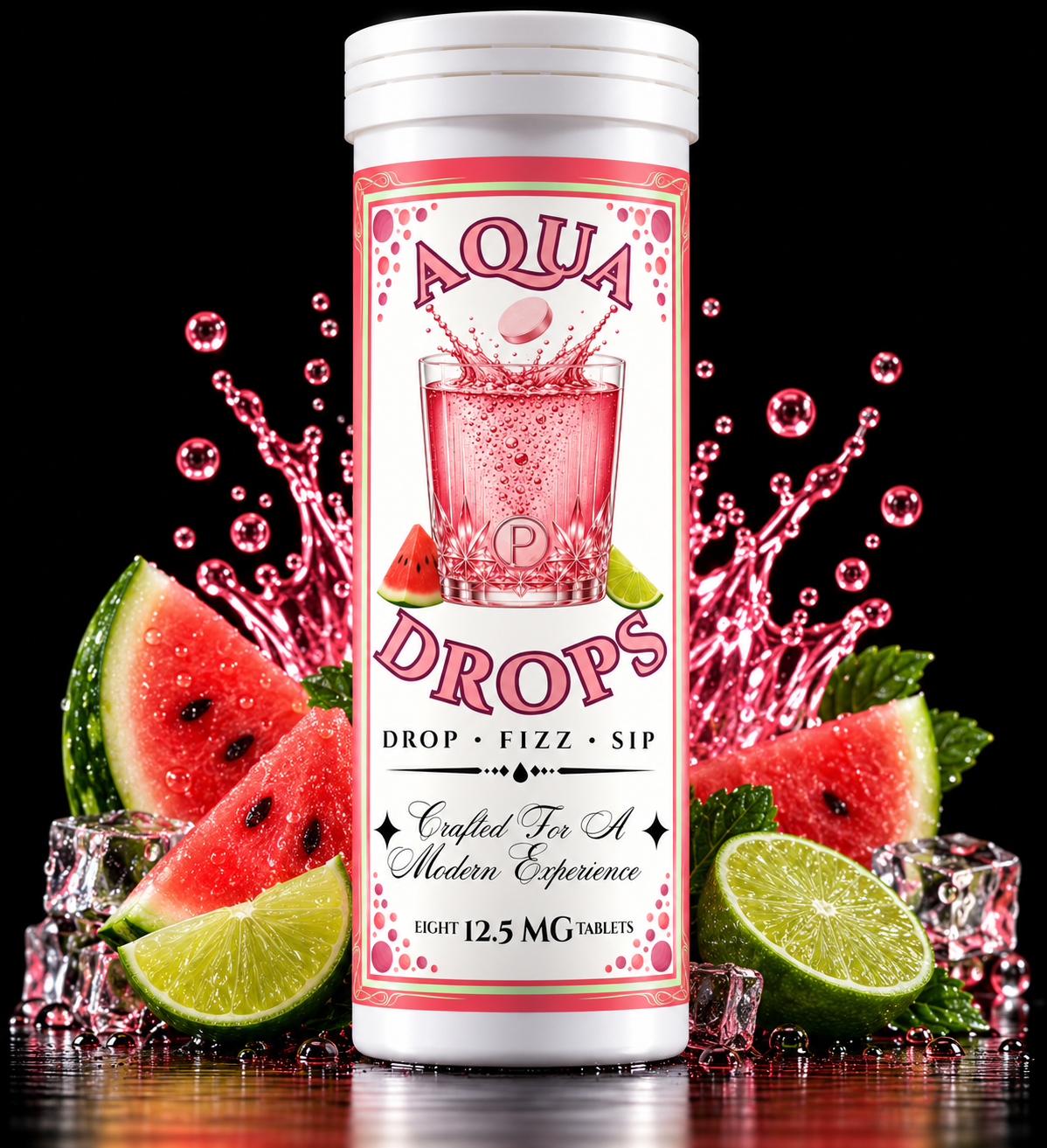 Primm Aqua Drops Watermelon Lime tube with watermelon and lime