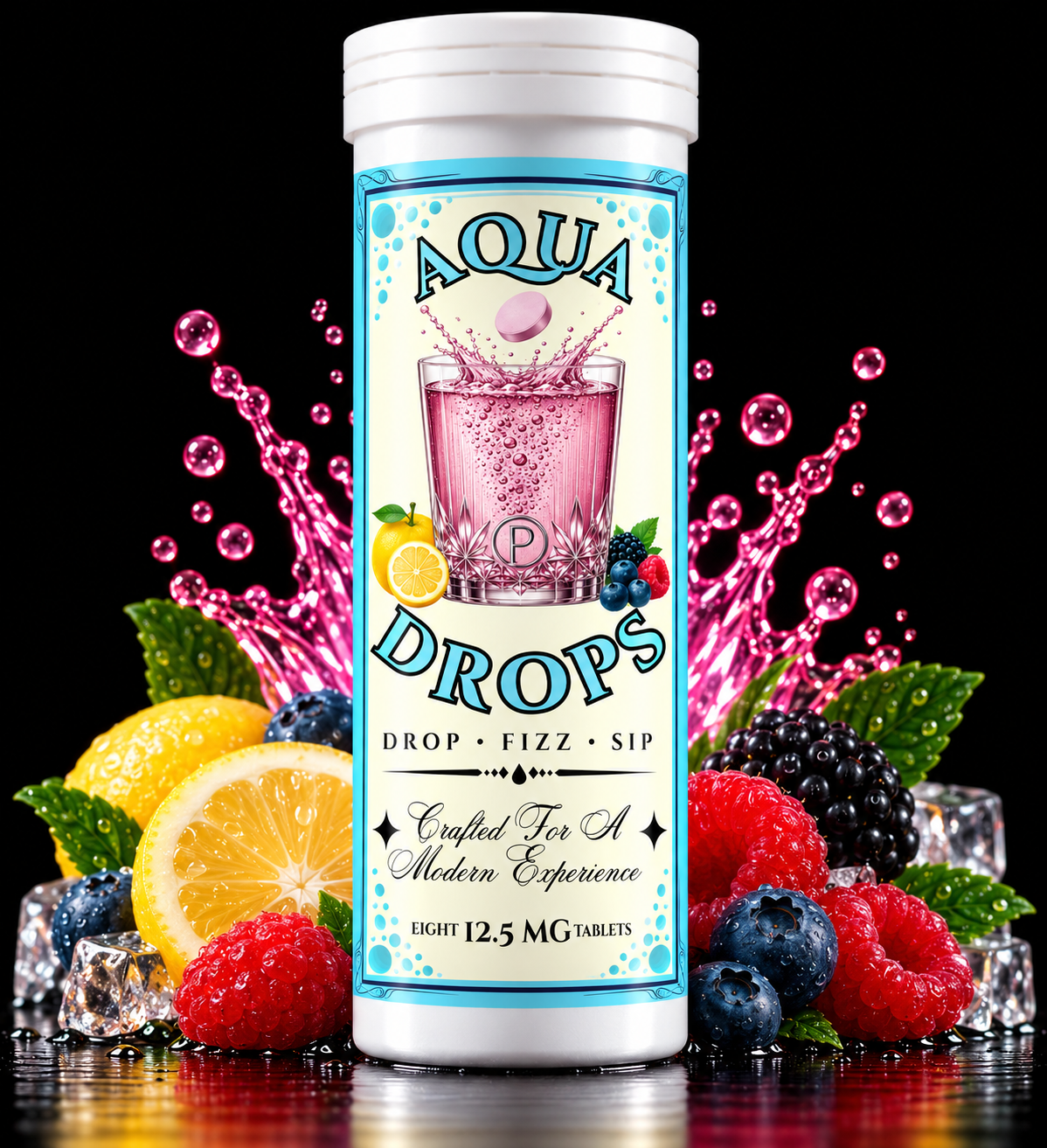Primm Aqua Drops Berry Yuzu tube with berries and citrus