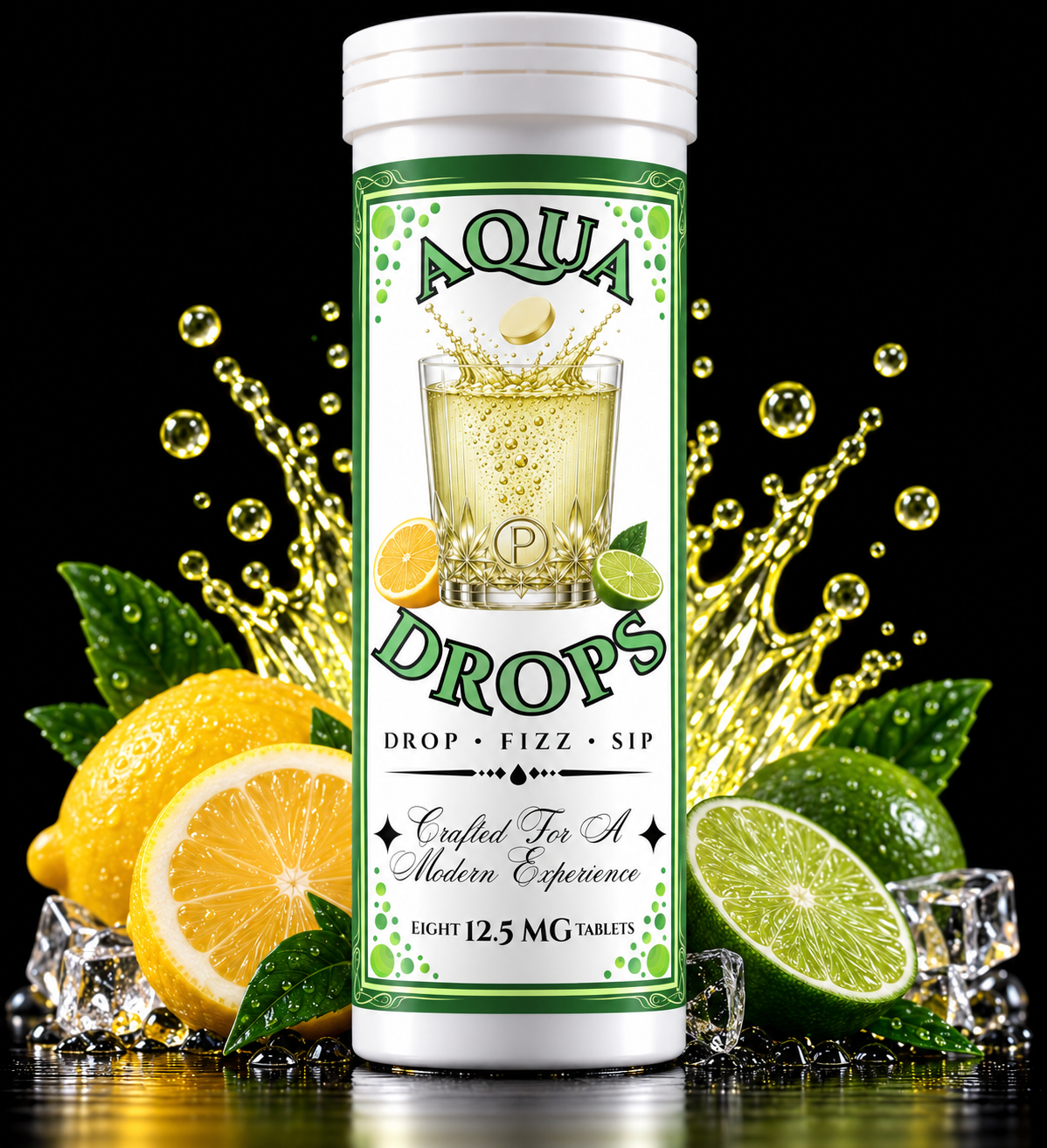 Primm Aqua Drops Lemon Lime tube with lemon and lime